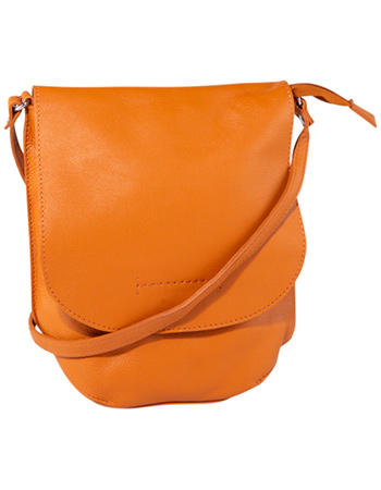 Leren Tas Met Klep Oranje