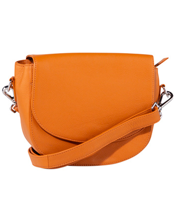 Leren Crosbody Half Rond Oranje