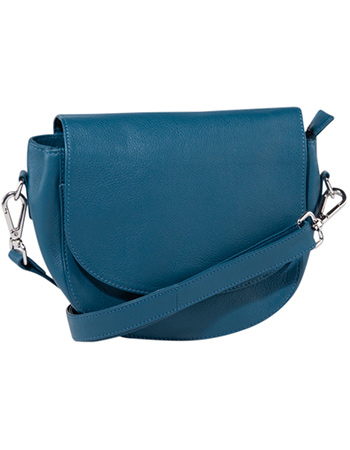 Leren Crosbody Half Rond Petrol