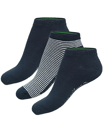 Sokken Sneaker Dani 3&#8209;Pack Mixed Bamboe Navy Stripe