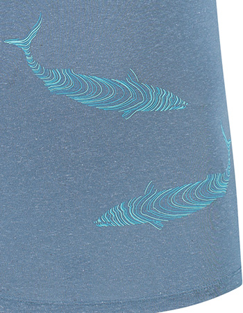 T‑shirt Swimming Fish Indigo detail