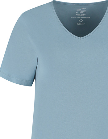 T‑shirt V‑Neck Loose Refibra Blue Shadow detail