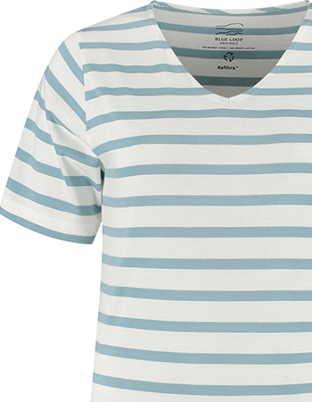 T‑Shirt Refibra V Stripe Blue detail