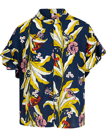 Blouse Cubistic Romance Fleurs D hibiscus