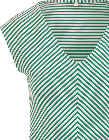 T‑shirt Vintage V Stripe Green Pink detail