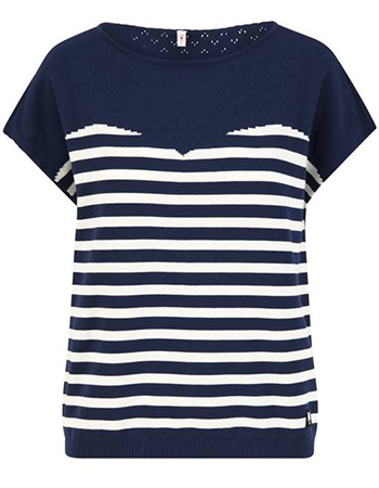 Top New Wave Pinup Inky Blue Stripe