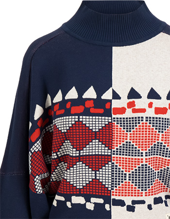 Trui Chunky Diamond Loom Eggs Blue detail