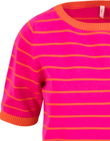 Trui Korte Mouw Pretty Peppy Pink Picnic detail