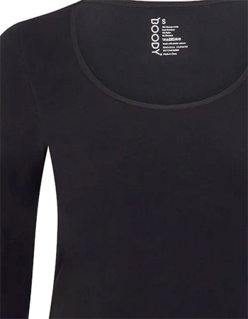 Bamboe Longsleeve Driekwart Mouw Zwart detail