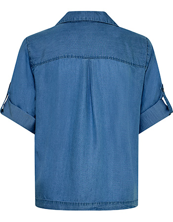 Blouse Bykosmo Turn Up Mid Blue Denim detail