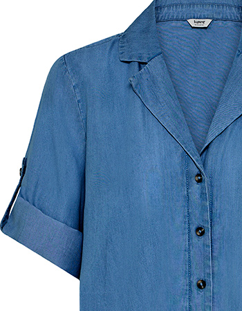 Blouse Bykosmo Turn Up Mid Blue Denim detail