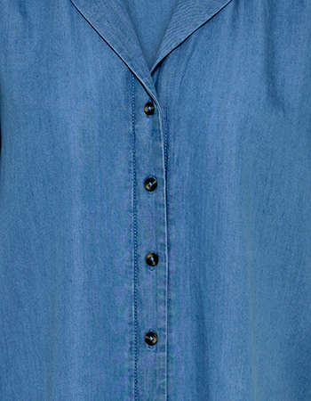 Blouse Bykosmo Turn Up Mid Blue Denim detail