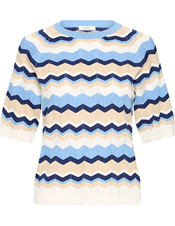 Trui Korte Mouw Bymmorla ZigZag Pointelle Robbia Blue
