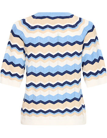 Trui Korte Mouw Bymmorla ZigZag Pointelle Robbia Blue detail