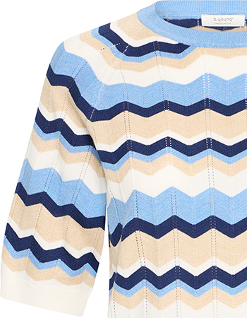 Trui Korte Mouw Bymmorla ZigZag Pointelle Robbia Blue detail