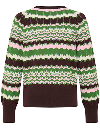 Trui Bymmorla Pointelle Zig Zag Artichoke Green detail