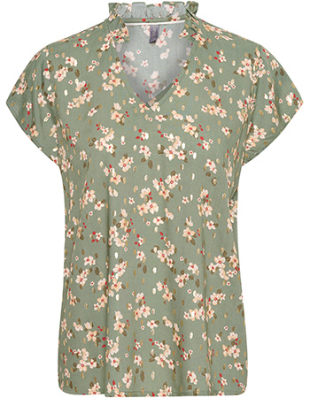 Blouse Top Cusammie Capsleeve Hedge Green