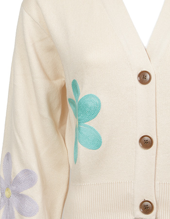Cardigan Kanan Flower Vanillia White detail
