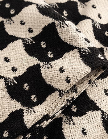 Shawl Rossberga Pepita Cats Oat White detail
