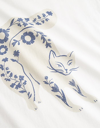 T‑shirt Visby Flower Cat White detail