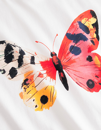 T‑shirt Visby Painted Butterfly White detail