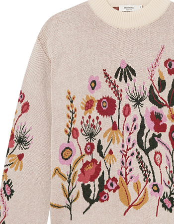 Trui Limham Folk Flower Vanilla detail