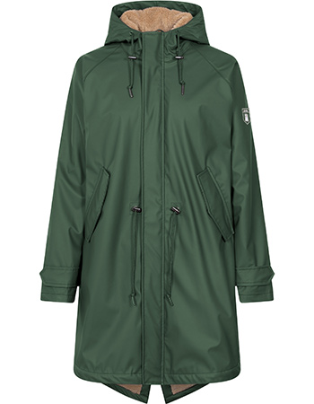 Regenjas Parka Friese Tidaholm Caramel Teddyvoering Green