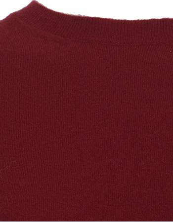Trui Claudia Merino Wol Crew Bordeaux Red detail