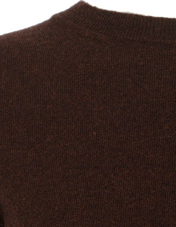 Trui Claudia Merino Wol Crew Chocolate Brown detail
