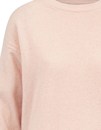 Trui Claudia Merino Wol Crew Melon Pink detail