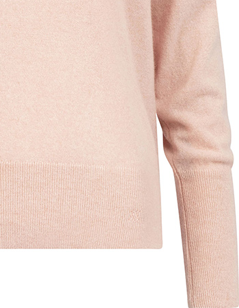 Trui Claudia Merino Wol Crew Melon Pink detail