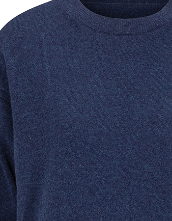 Trui Claudia Merino Wol Crew Midnight Blue detail