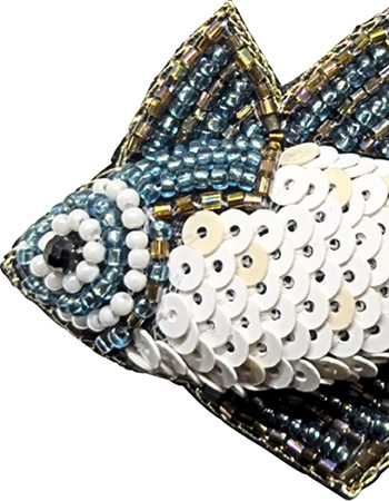 Handgemaakte Broche Vis Baby Blue detail