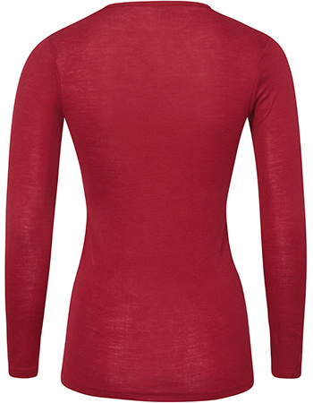 Longsleeve Ondermode Organic  Wol Zijde Mallow Red detail