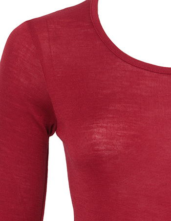 Longsleeve Ondermode Organic  Wol Zijde Mallow Red detail