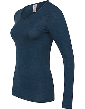 Longsleeve Ondermode Organic Wol Zijde Blue detail