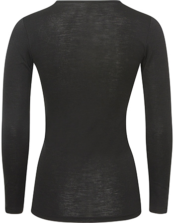 Longsleeve Ondermode Organic Wol Zijde Black detail