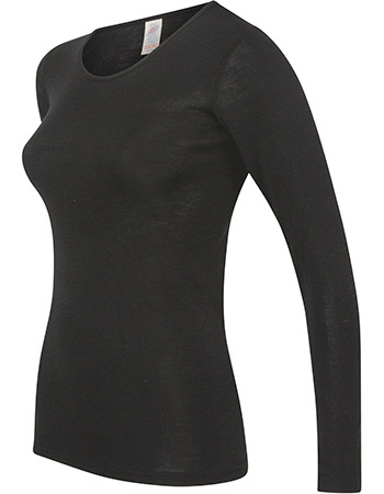 Longsleeve Ondermode Organic Wol Zijde Black detail