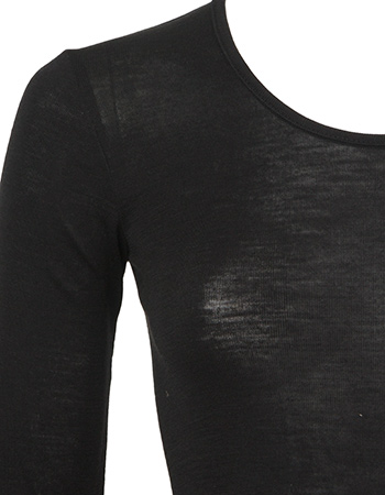 Longsleeve Ondermode Organic Wol Zijde Black detail