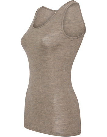 Top Ondermode Organic Wol Zijde Walnoot detail