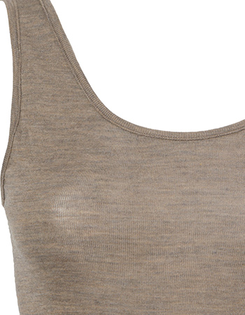 Top Ondermode Organic Wol Zijde Walnoot detail