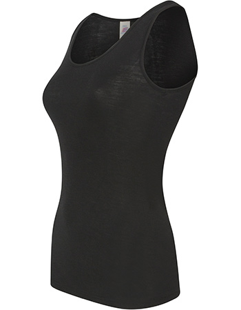 Top Ondermode Organic Wol Zijde Black detail