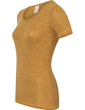 T&#8209;shirt Ondermode Organic Wol Safran Melange detail