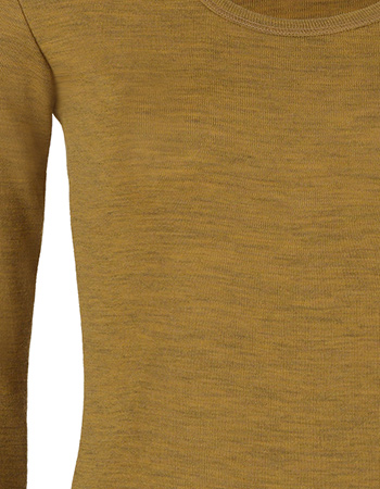 Longsleeve Ondermode Organic Wol Saffran Melange detail