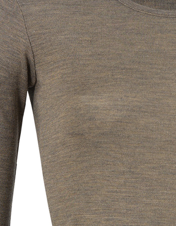 Longsleeve Ondermode Organic Wol Zijde Walnut detail