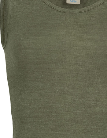 Top Ondermode Organic Wol Zijde Olive detail