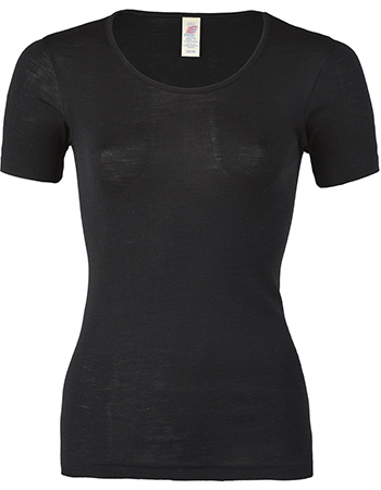 T&#8209;shirt Ondermode Organic Wol  Zijde Black