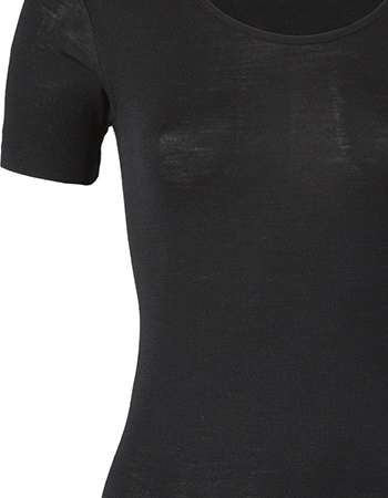 T&#8209;shirt Ondermode Organic Wol  Zijde Black detail