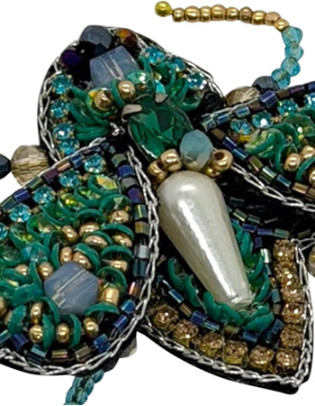 Handgemaakte Broche Vlinder Emerald Grass detail