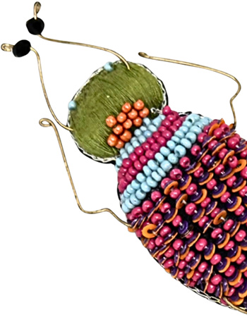 Handgemaakte Broche Scarabee Groen detail